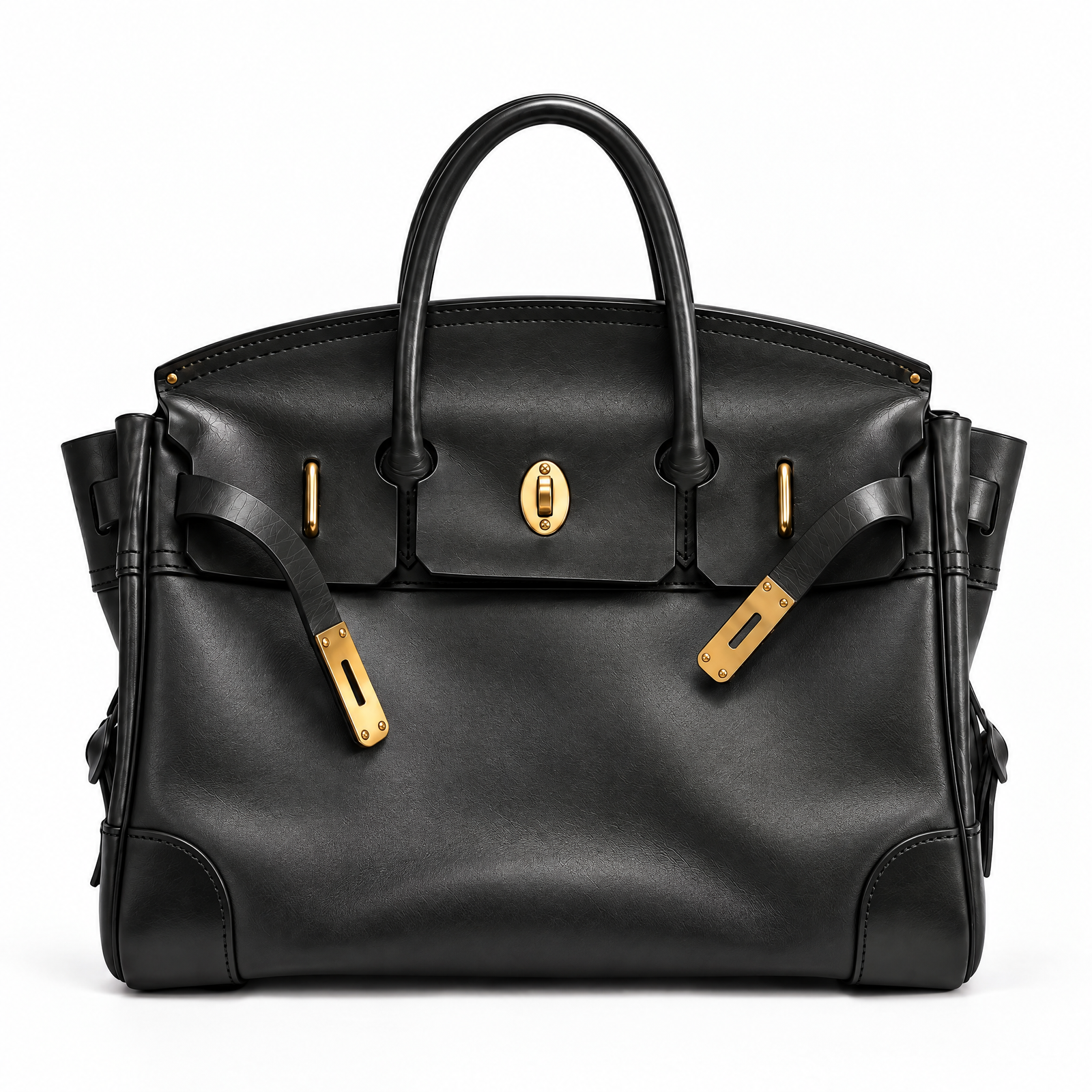 The Vivienne Top Handle Bag in Jet Black, front