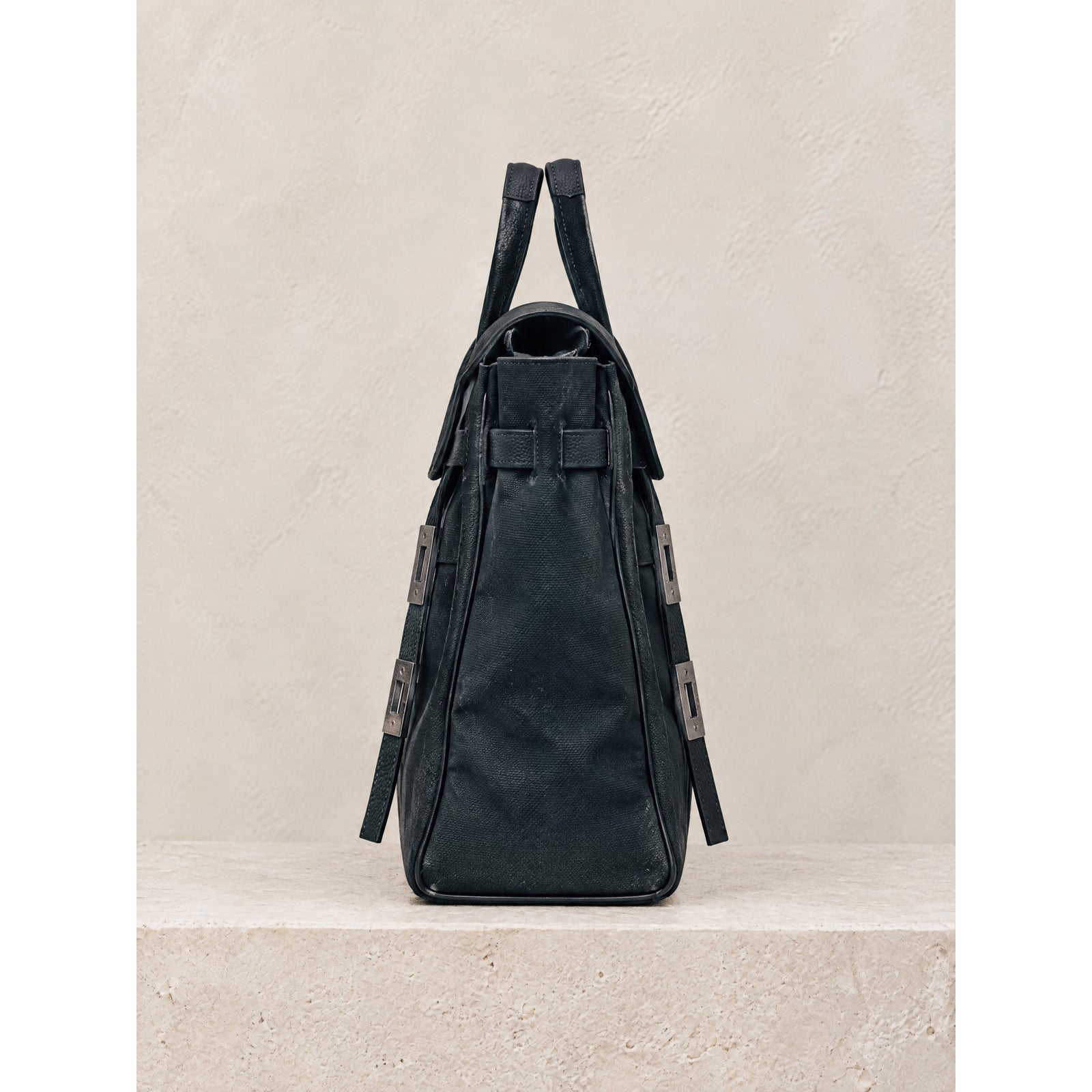 Lucienne Canvas Tote in Black, side