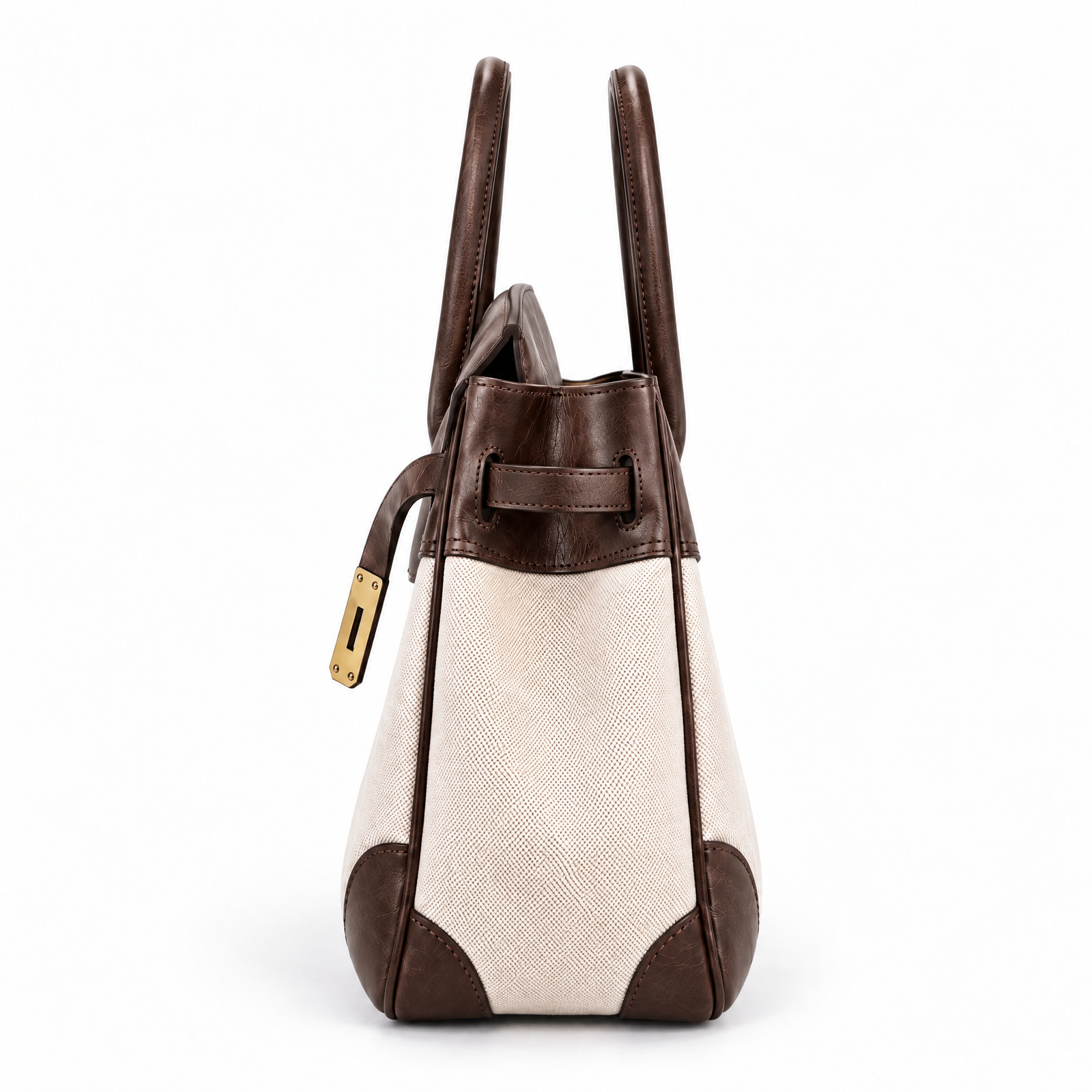 The Vivienne Top Handle Bag in Espresso Canvas, side