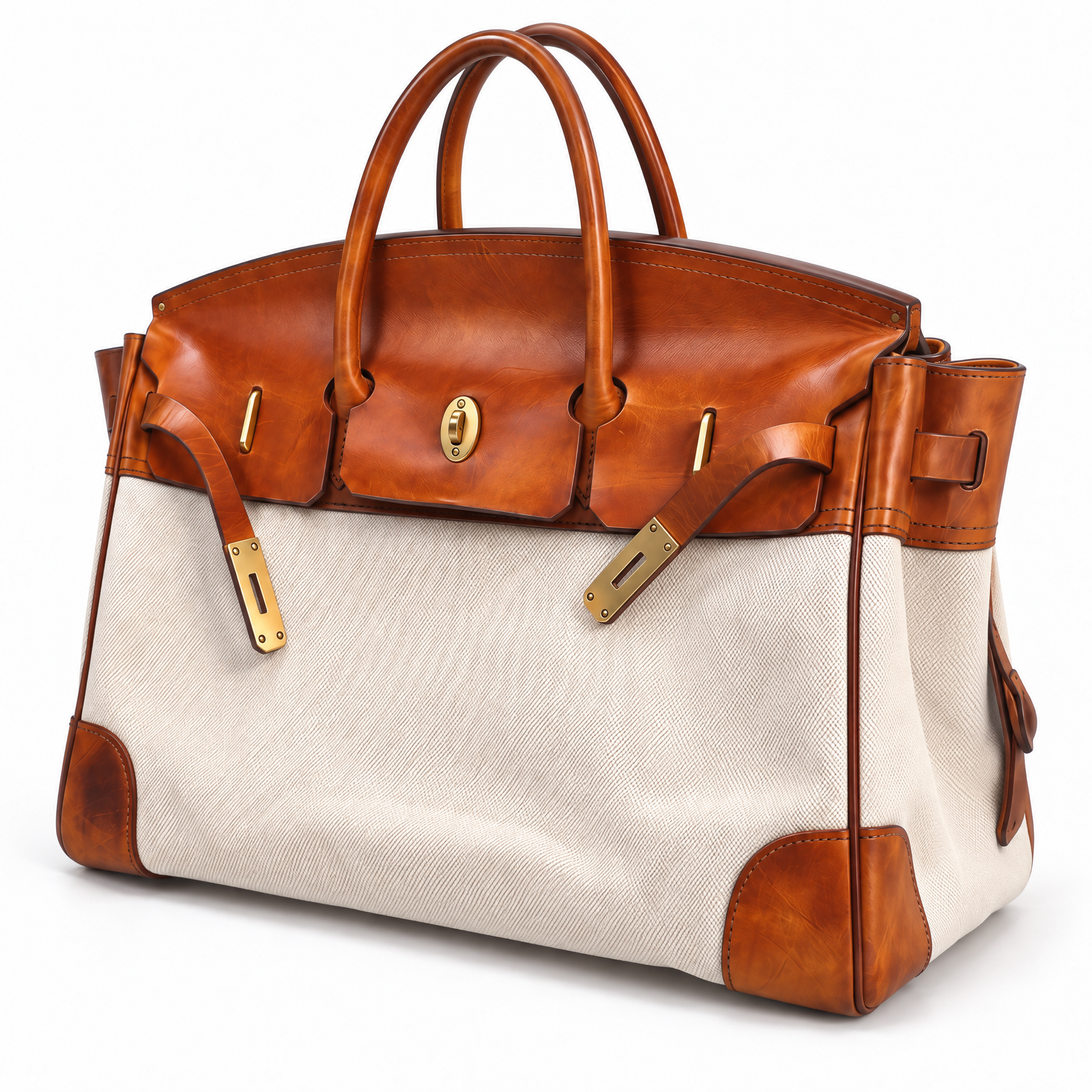 Eleanor Weekender in Cognac, three quarter view