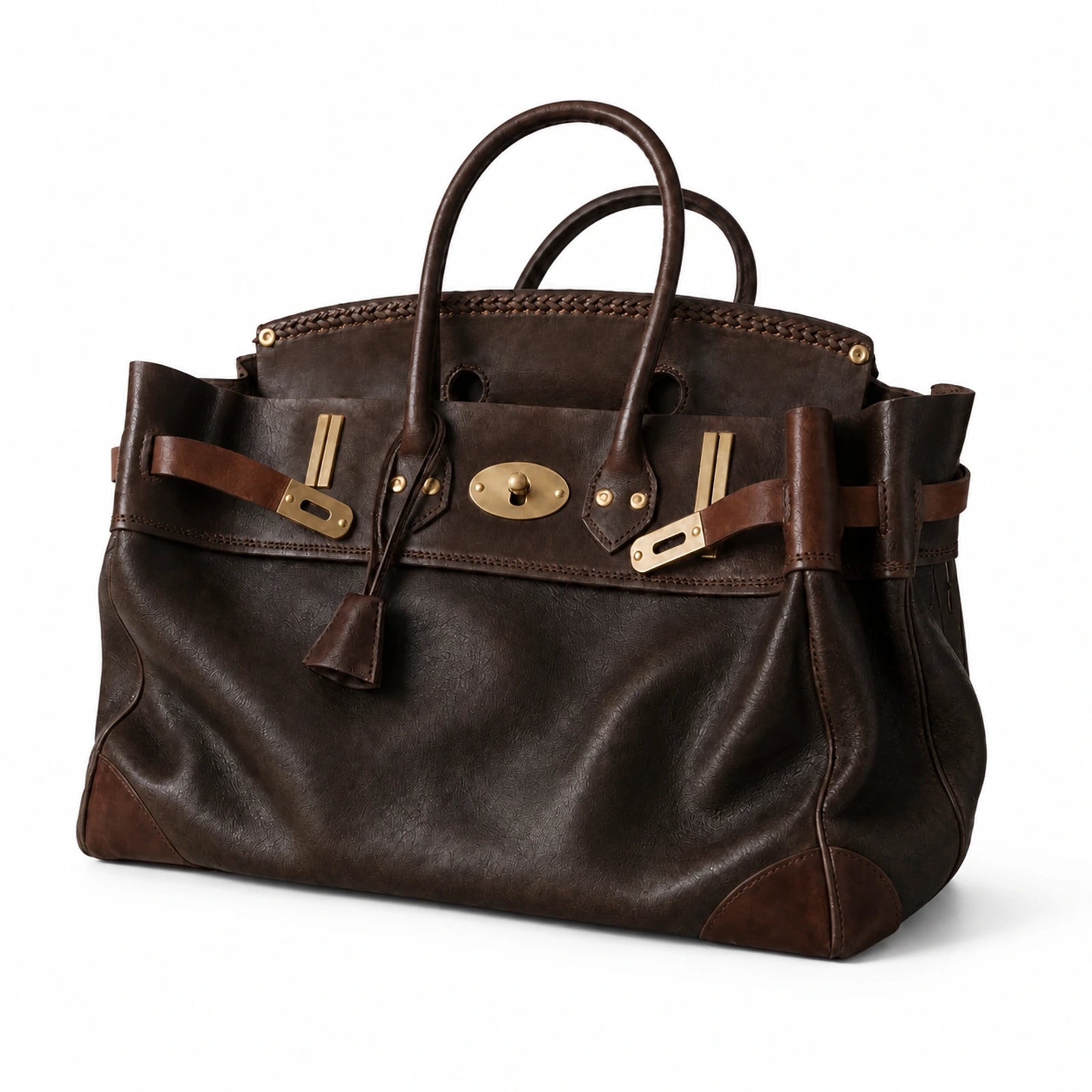 The Vivienne Top Handle Bag in Chocolate, front