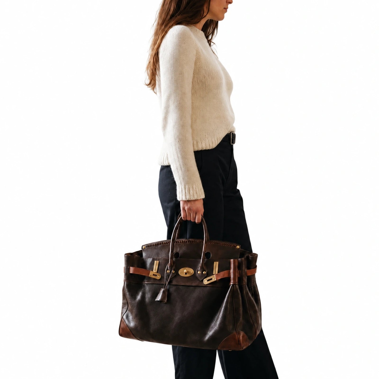 The Vivienne Top Handle Bag in Chocolate, lifestyle