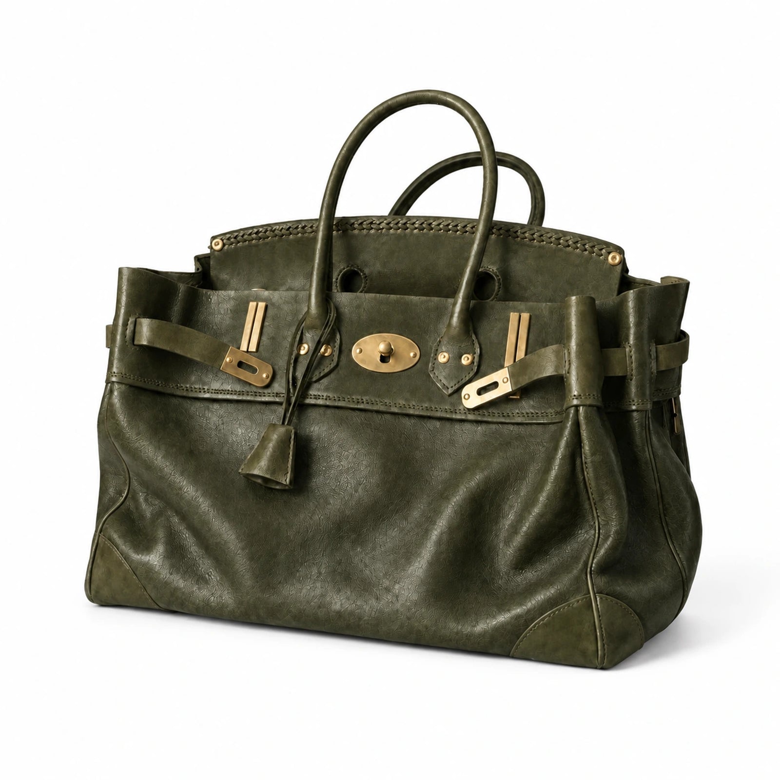 The Vivienne Top Handle Bag in Olive, front