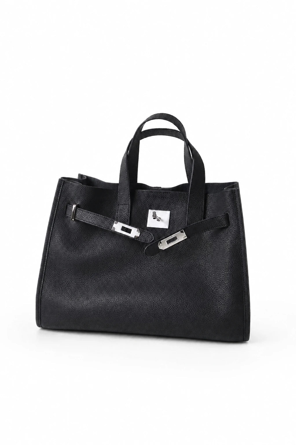 Velantra Margot Leather Tote - Midnight Black 3/4 Front