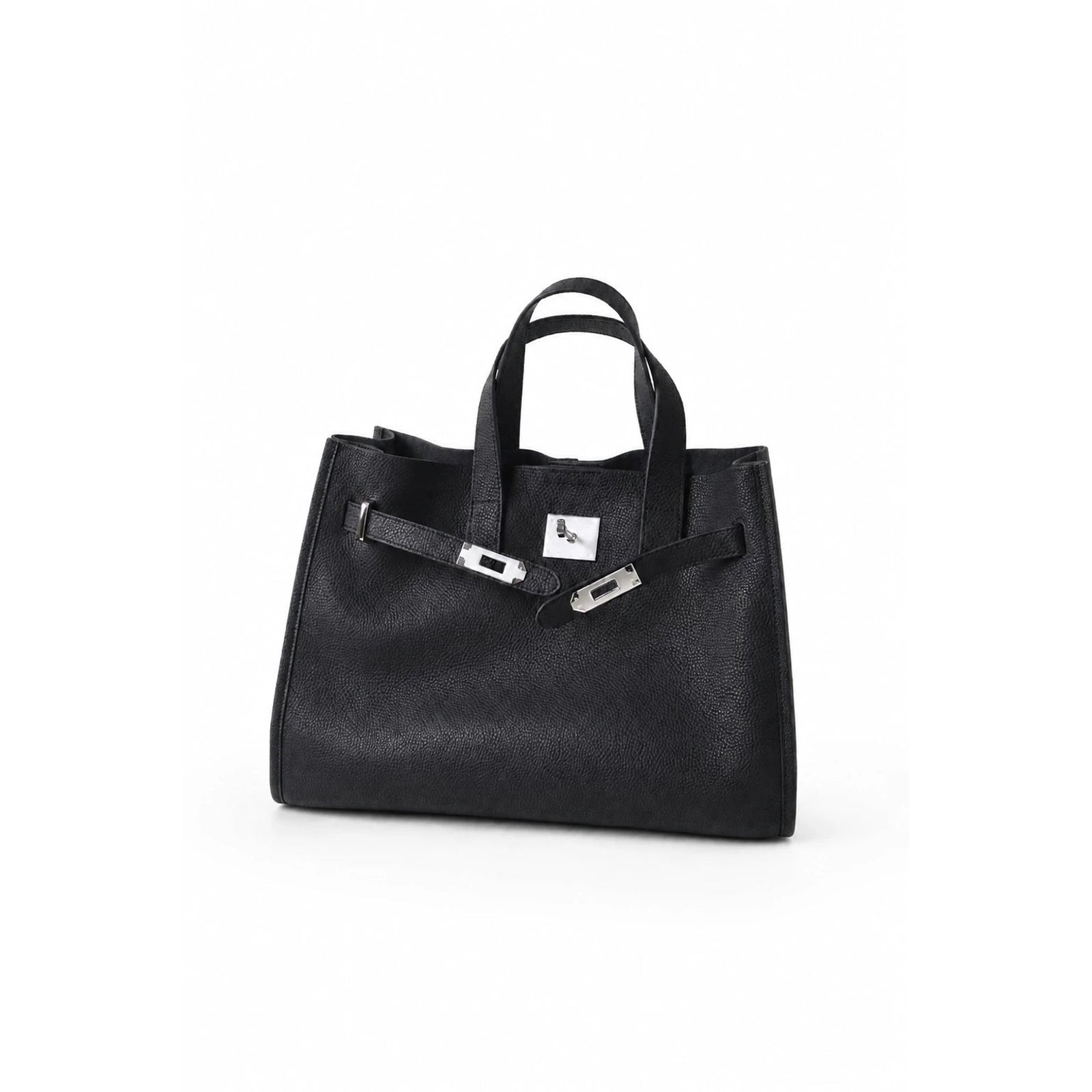 Velantra Margot Leather Tote - Midnight Black 3/4 Front