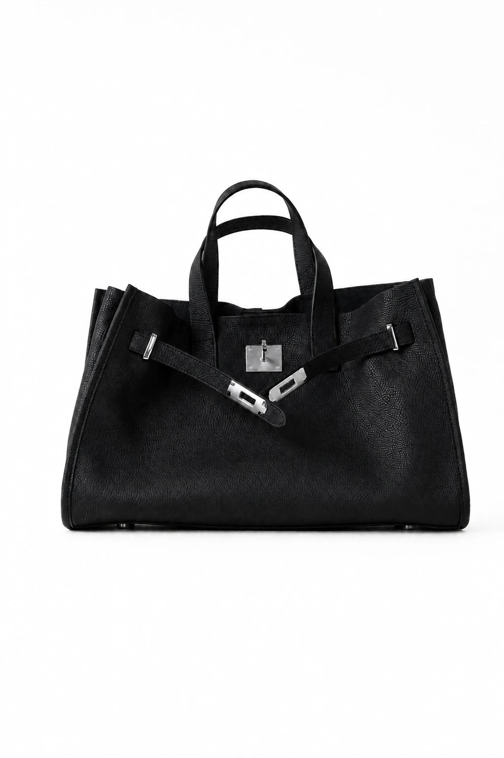 Velantra Margot Leather Tote - Midnight Black Front