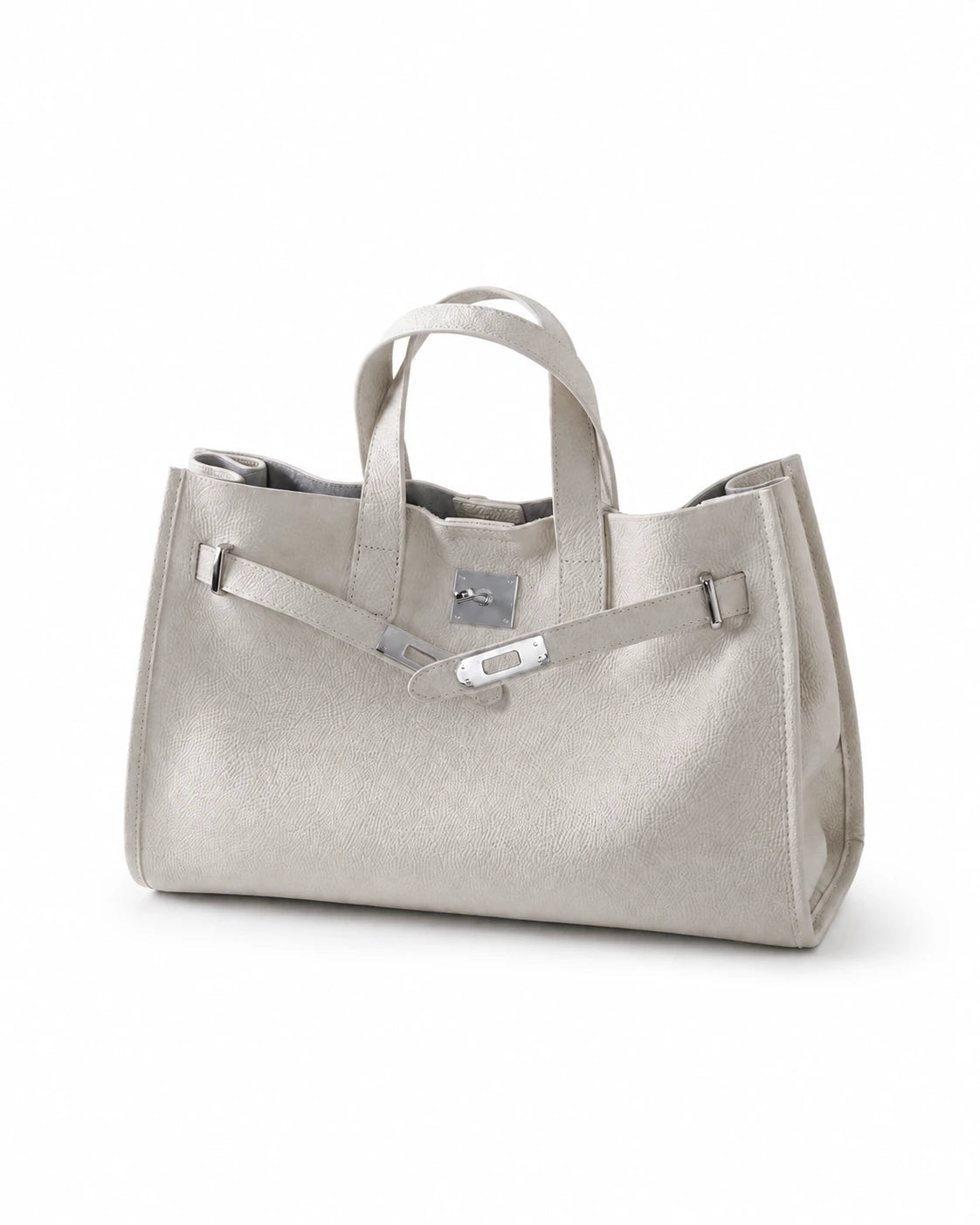 Velantra Margot Leather Tote - Cream 3/4 Front