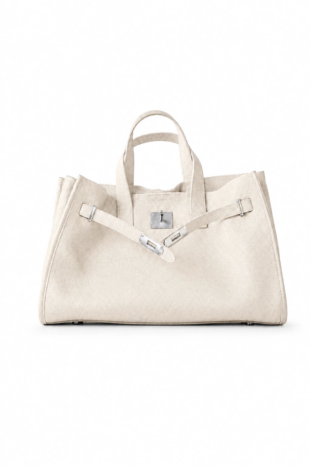 Velantra Margot Leather Tote - Cream Front