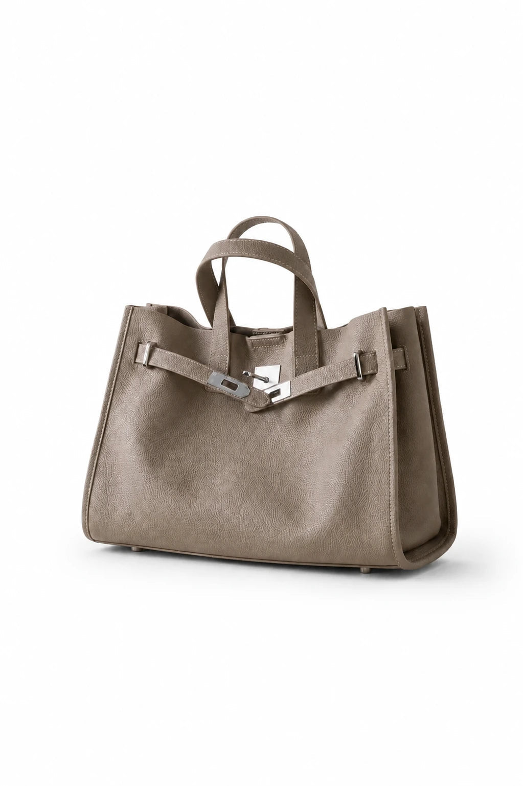 Velantra Margot Leather Tote - Taupe 3/4 Front