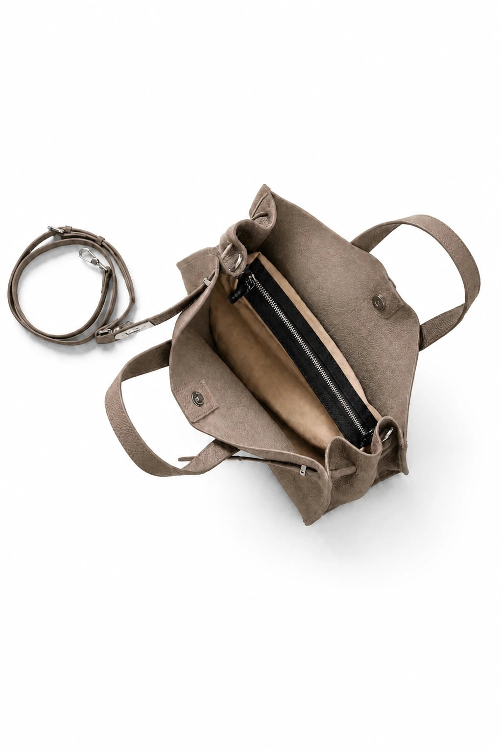 Velantra Margot Leather Tote - Taupe Interior