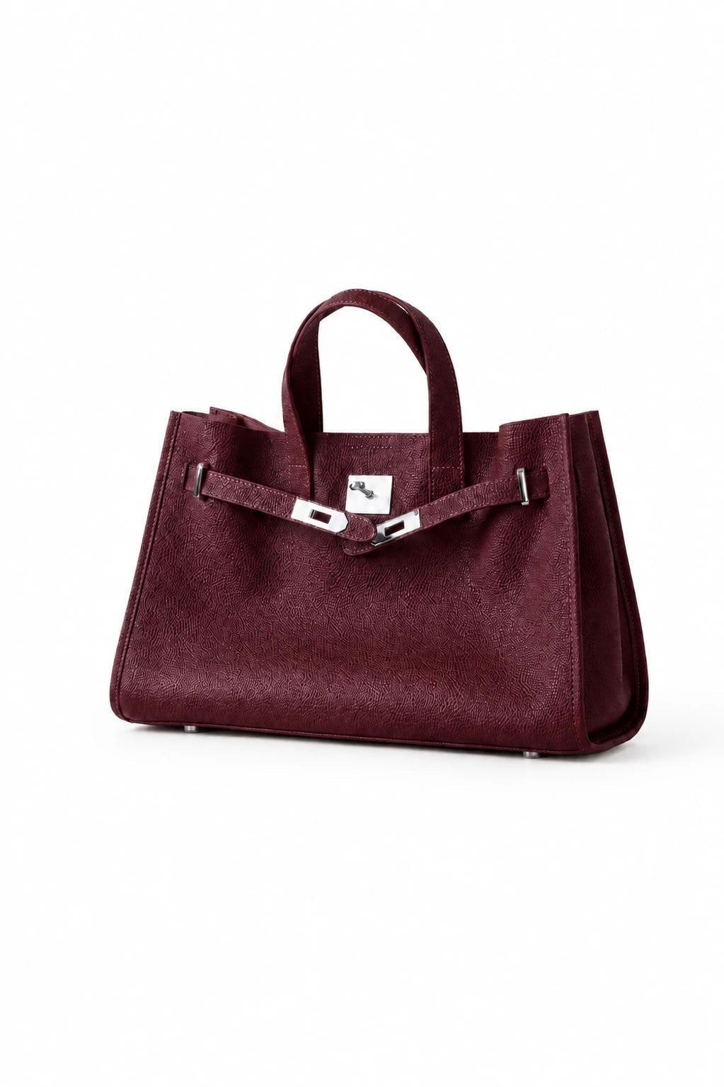 Velantra Margot Leather Tote - Burgundy 3/4 Front