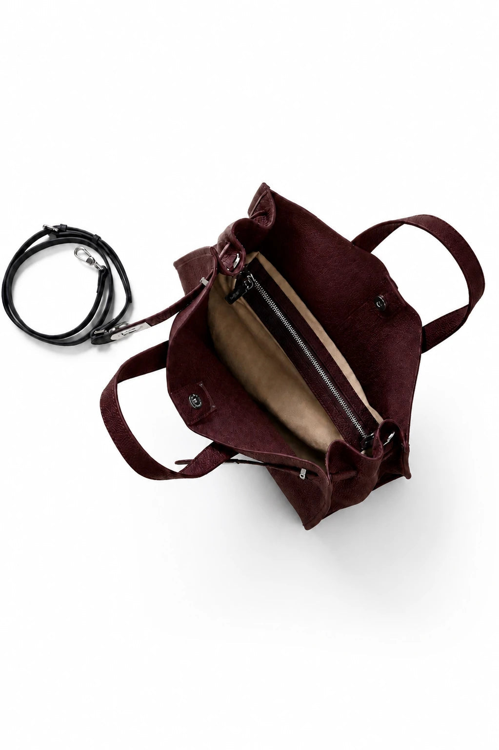 Velantra Margot Leather Tote - Burgundy Interior