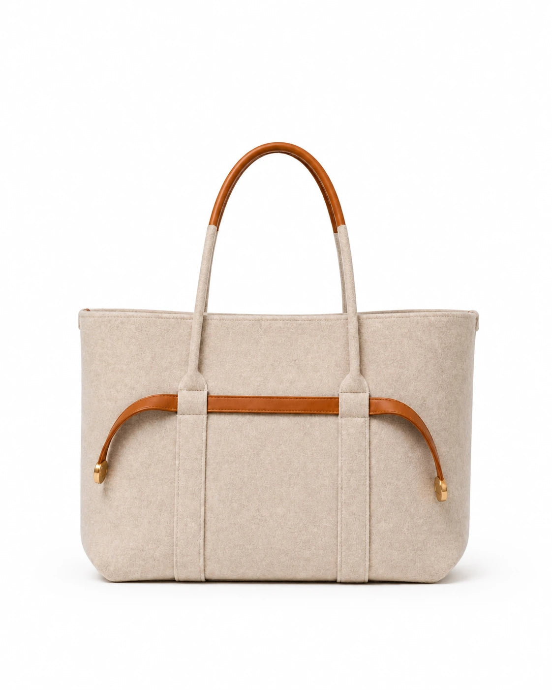 The Colette Wool Tote in Caramel, front view