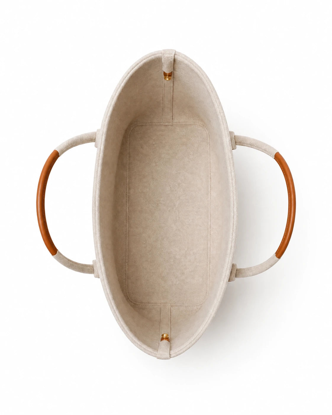 The Colette Wool Tote in Caramel, interior