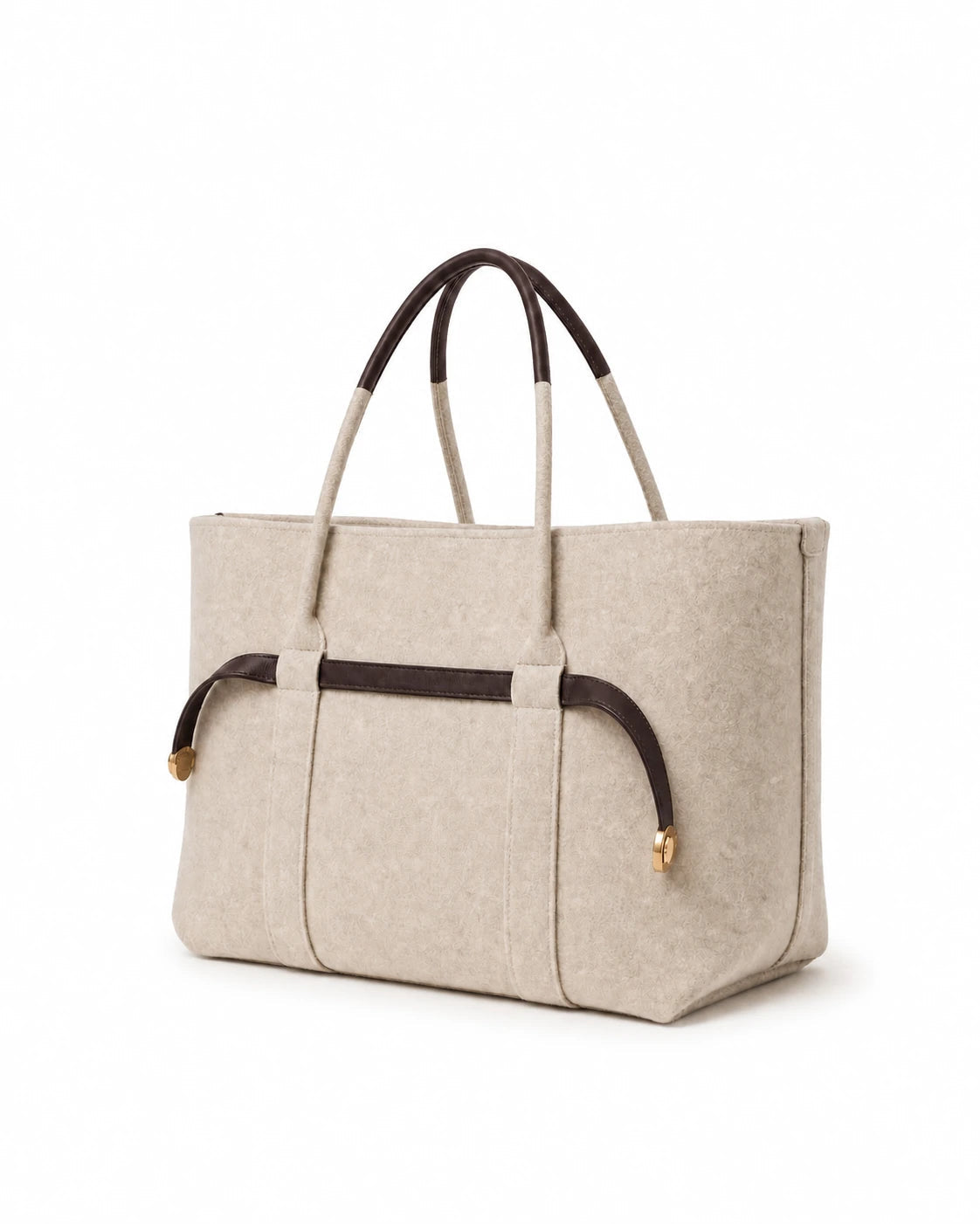 The Colette Wool Tote in Espresso, three-quarter view