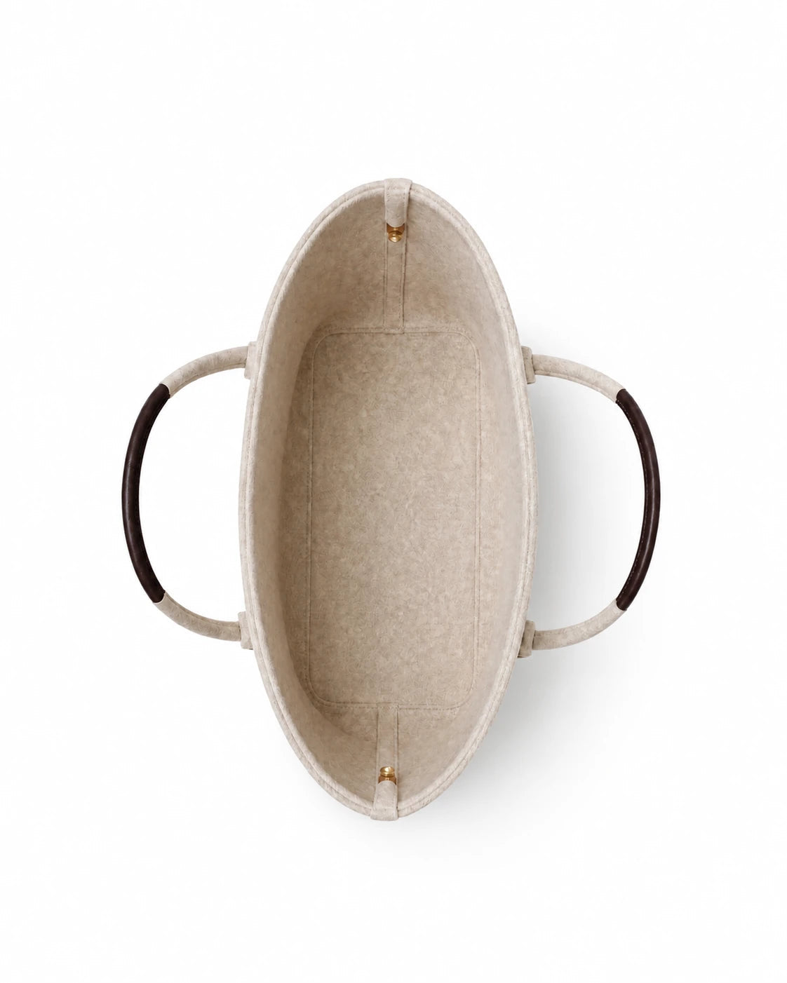 The Colette Wool Tote in Espresso, interior