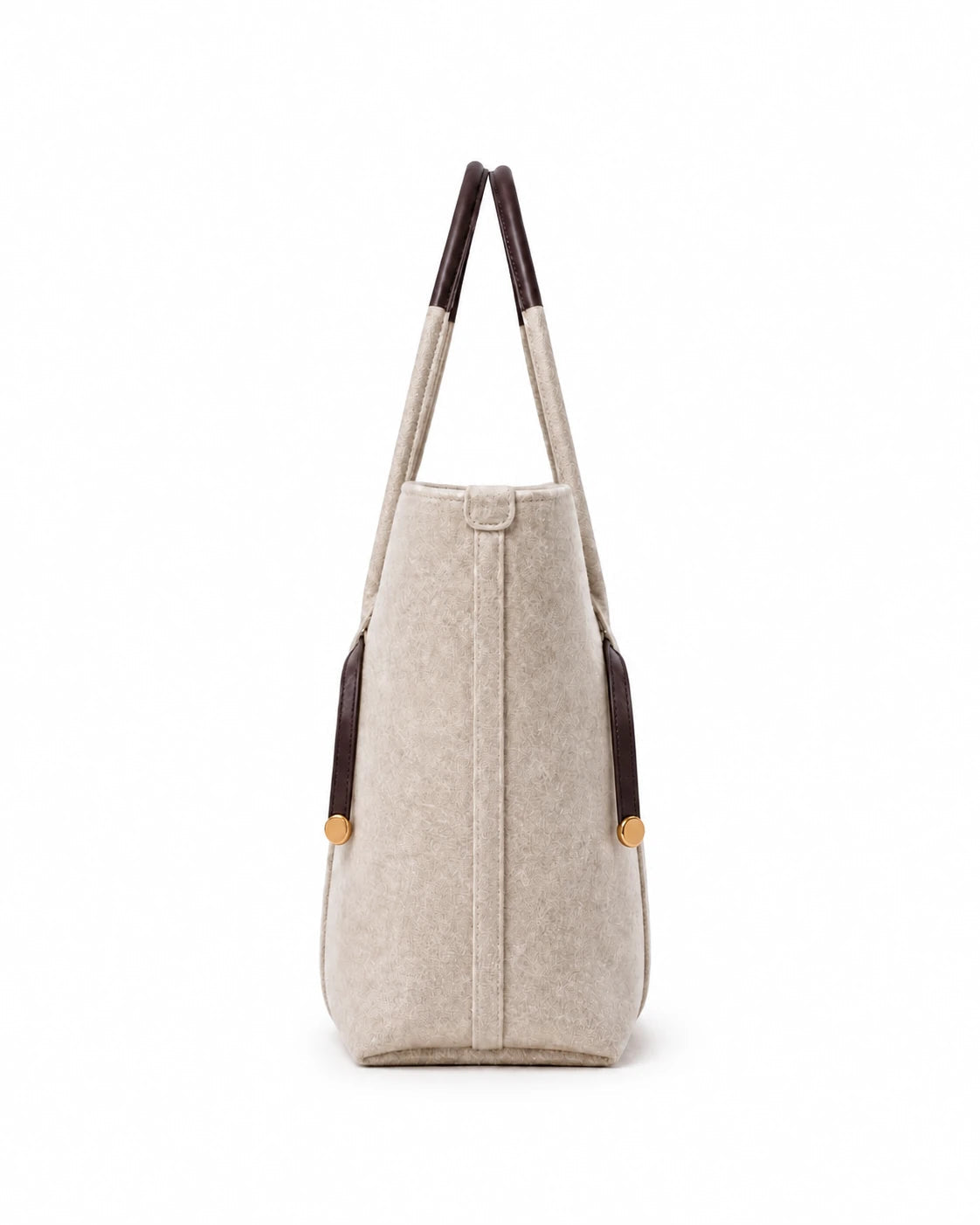 The Colette Wool Tote in Espresso, side profile