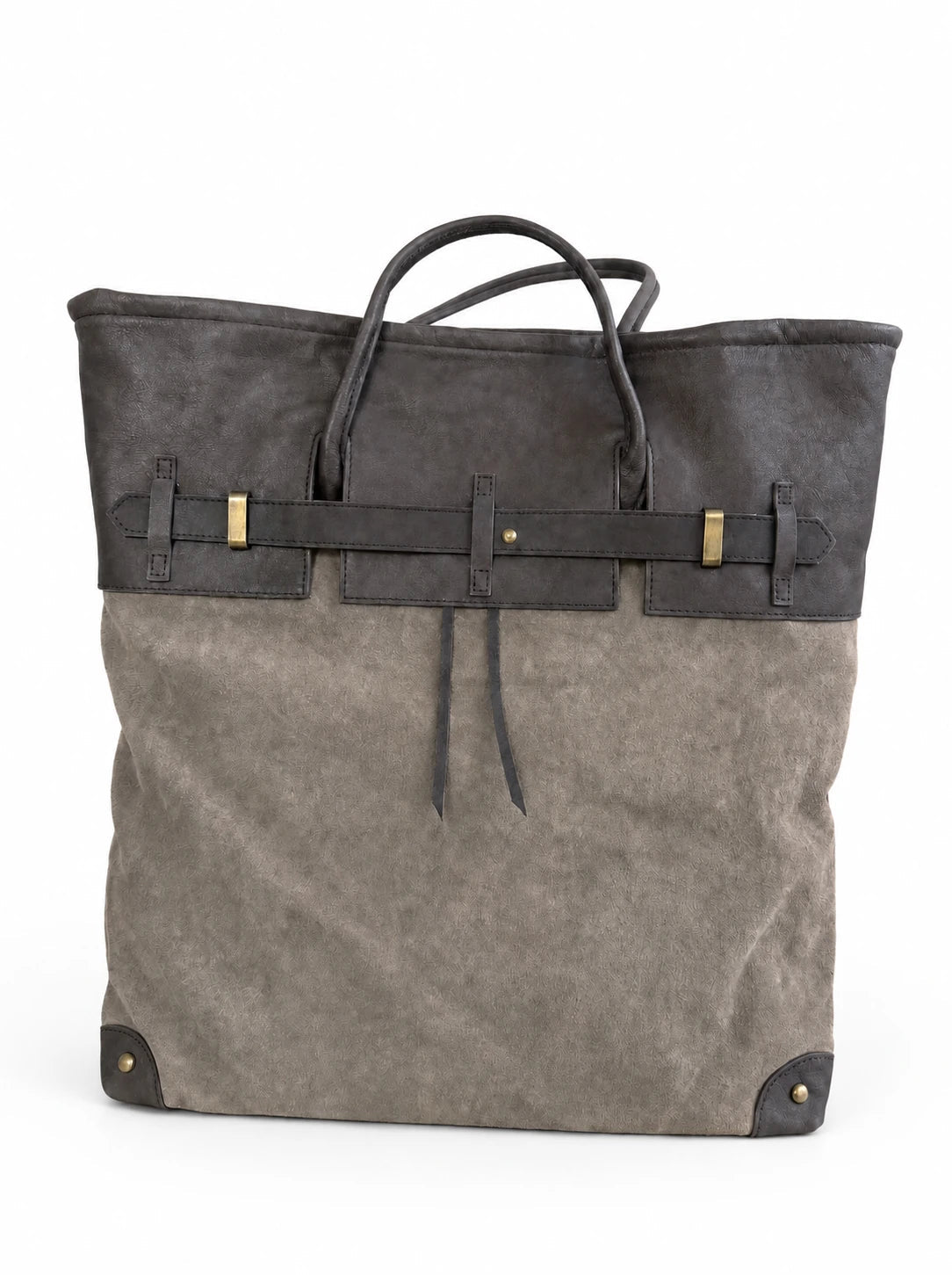 The Juliette Suede Tote in Stone, front