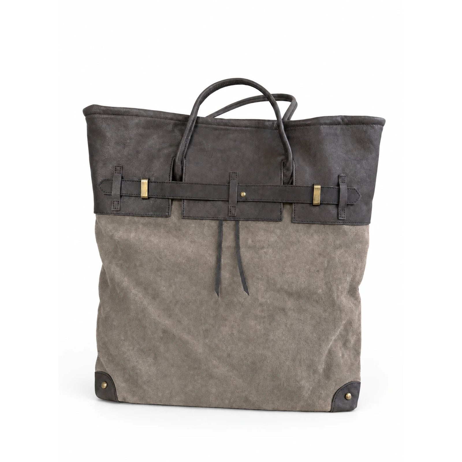 The Juliette Suede Tote in Stone, front