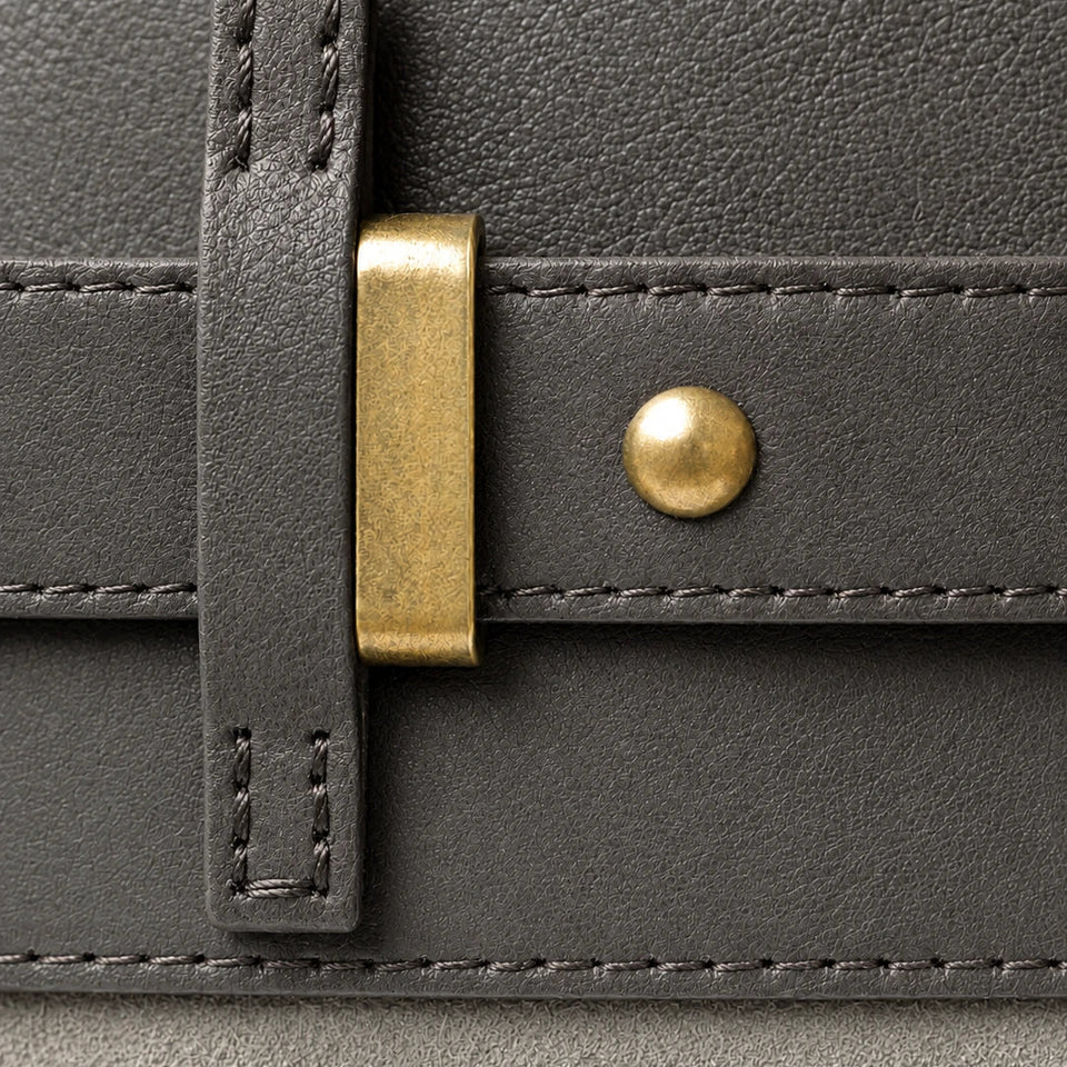 The Juliette Suede Tote in Stone, detail