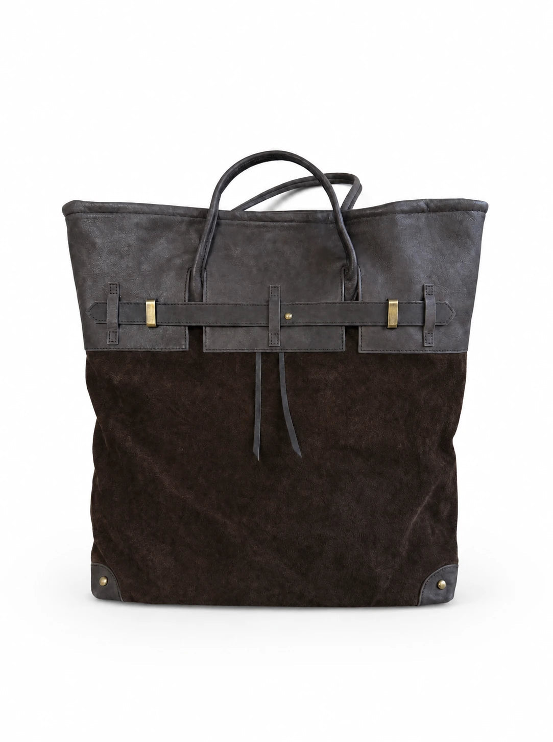The Juliette Suede Tote in Chocolate, front