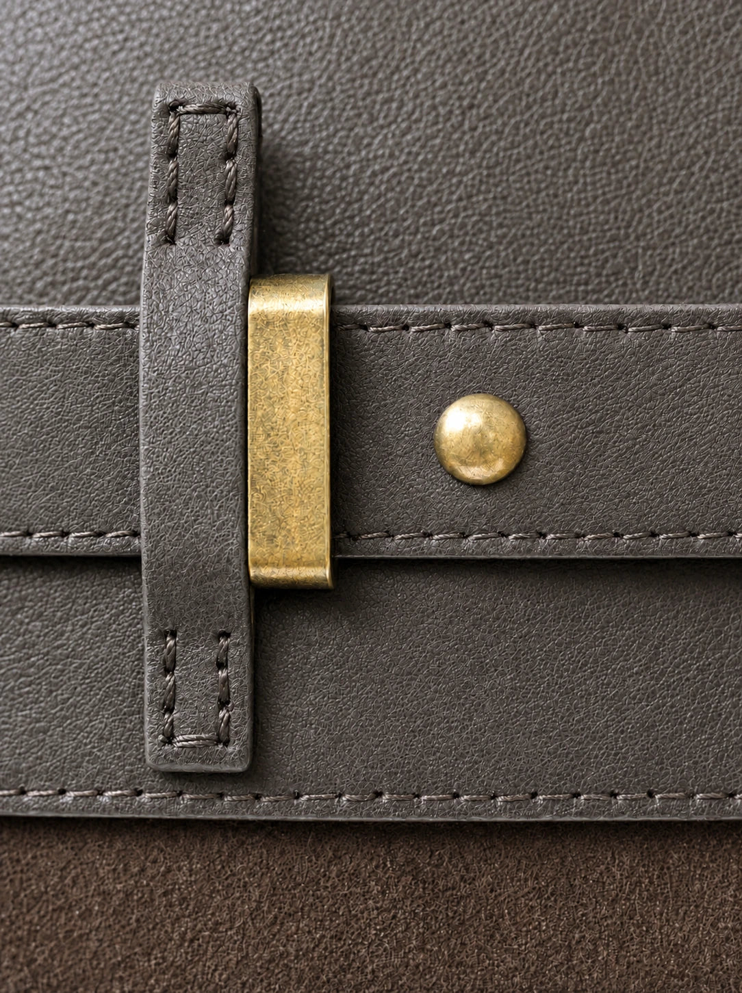 The Juliette Suede Tote in Chocolate, detail