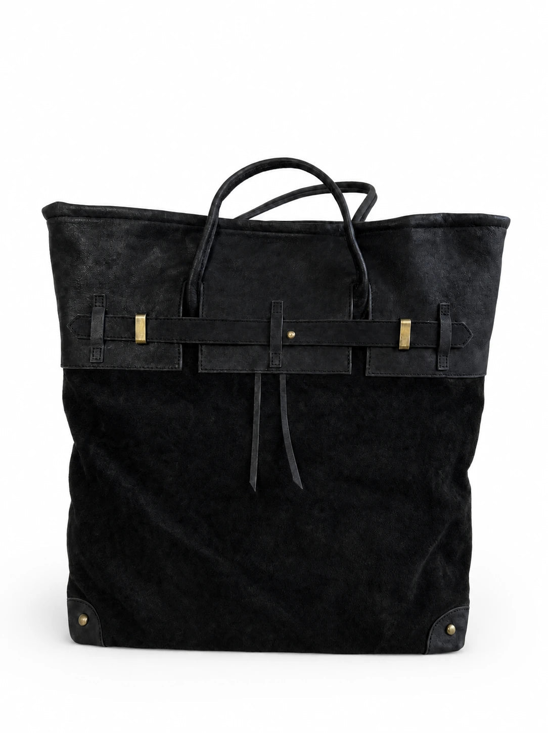 The Juliette Suede Tote in Black, front