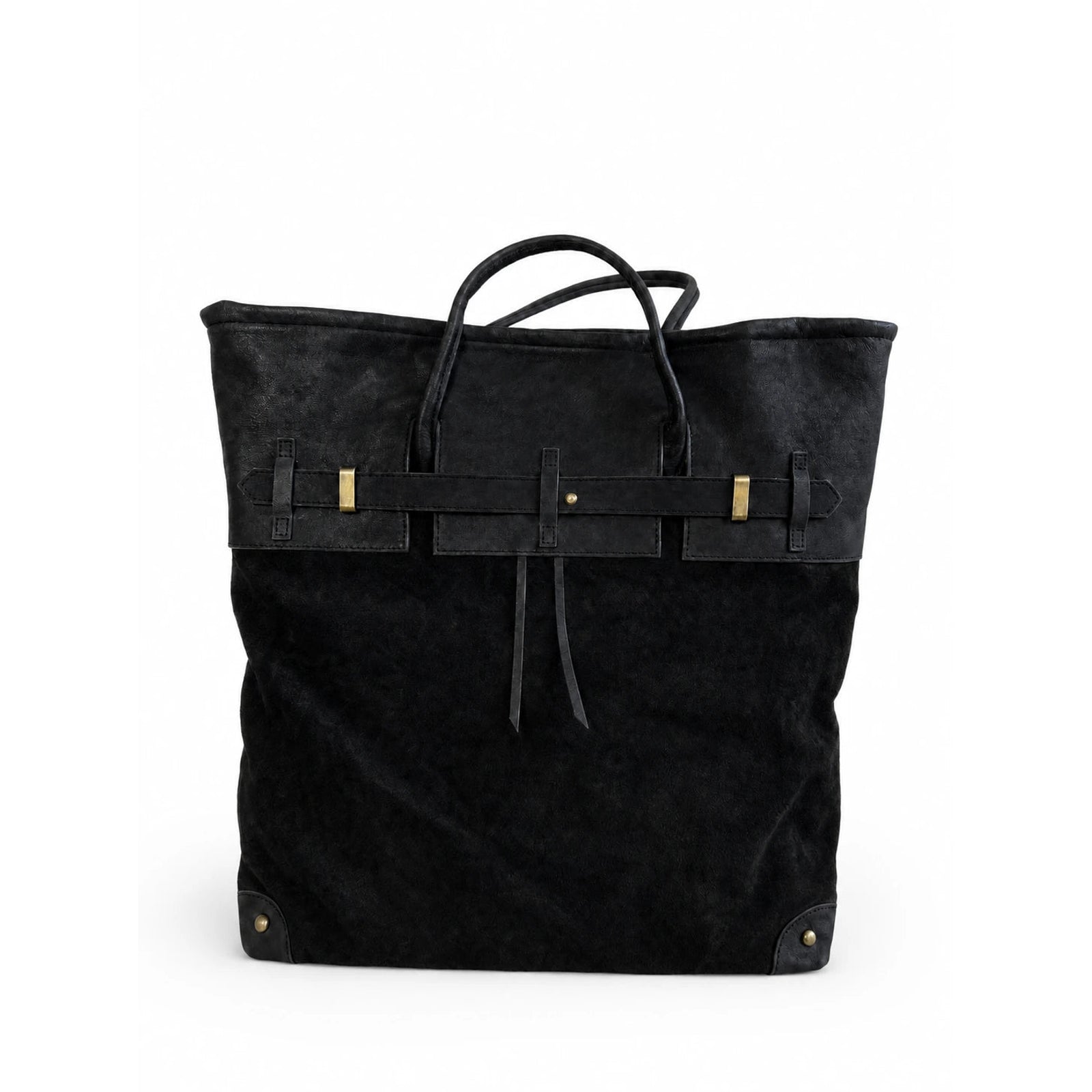The Juliette Suede Tote in Black, front