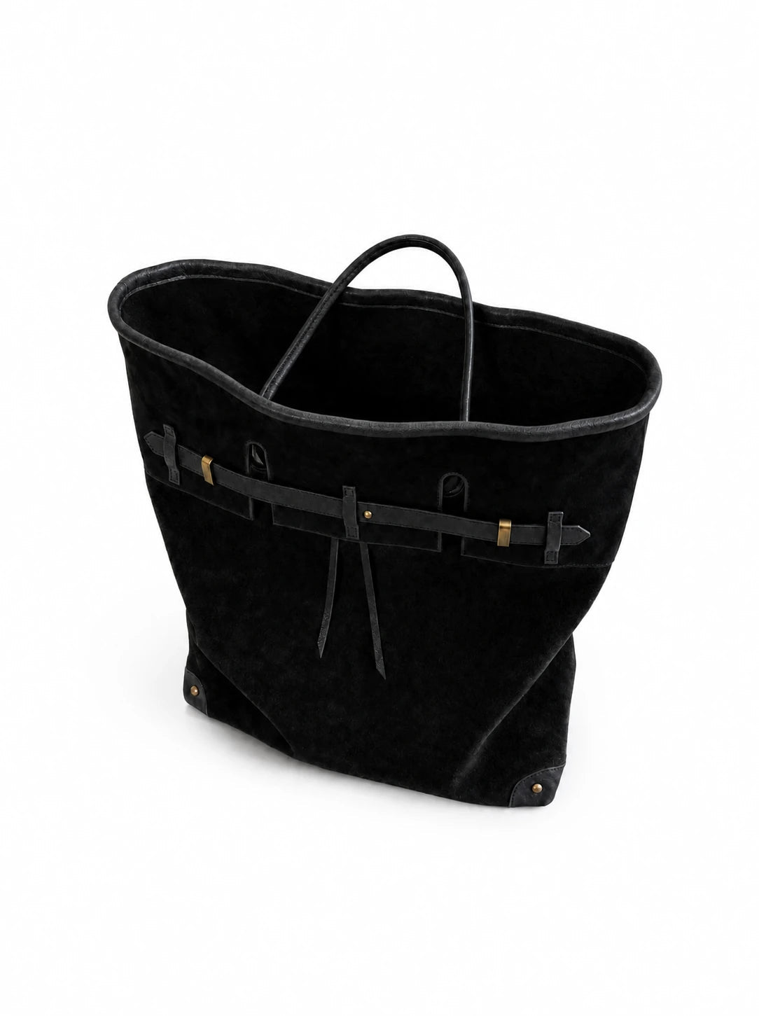 The Juliette Suede Tote in Black, interior