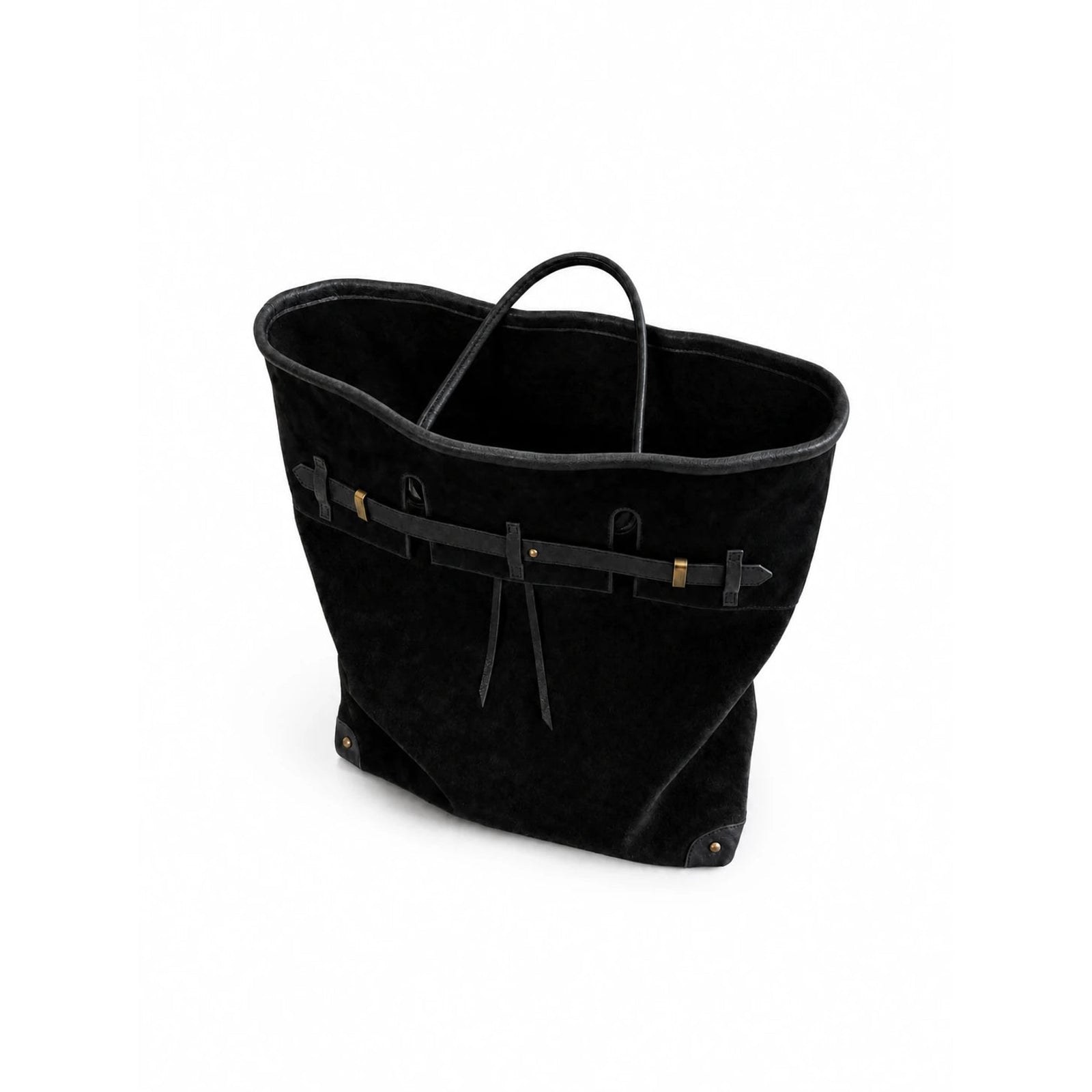 The Juliette Suede Tote in Black, interior