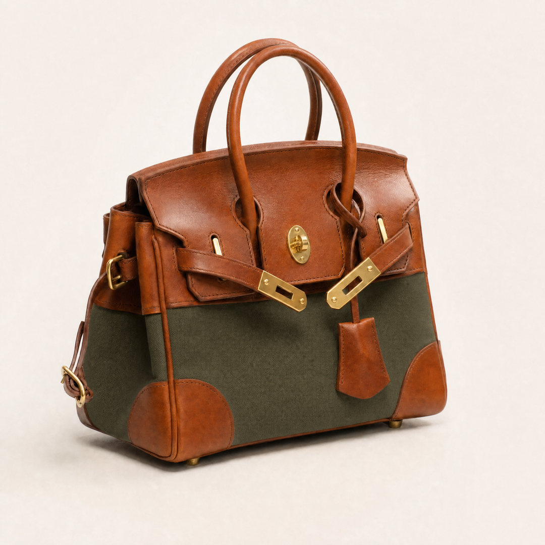 Velantra Delphine in Army Green, three-quarter view