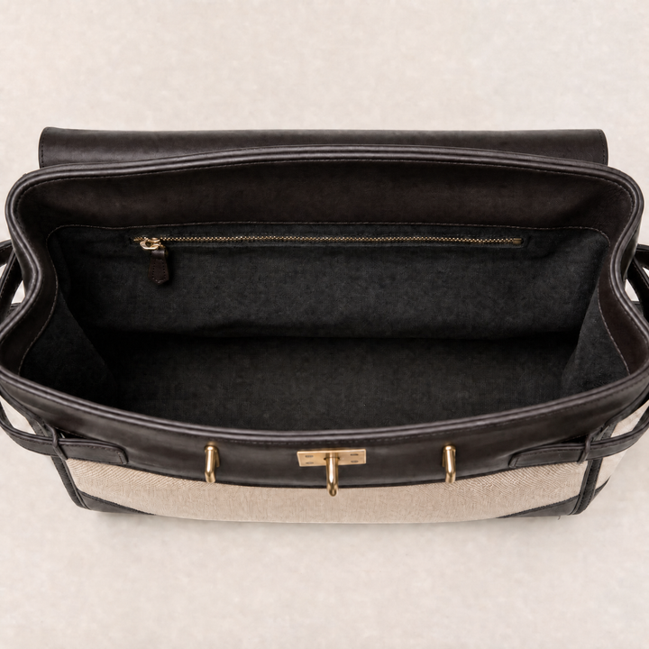 Velantra Delphine in Dark Chocolate, lined interior with zipped pocket
