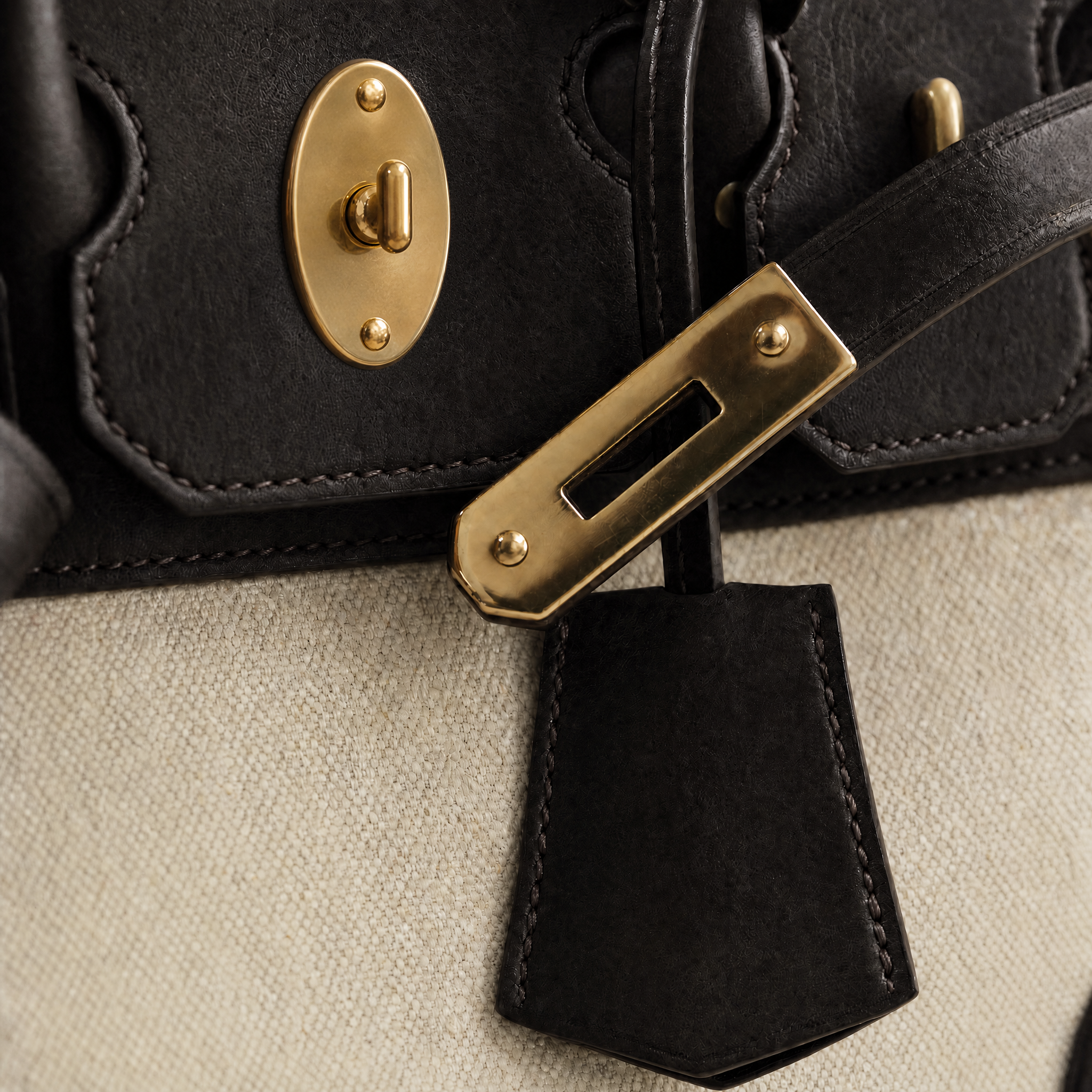 Velantra Delphine in Dark Chocolate, turn-lock and clasp plate detail#color_dark-chocolate