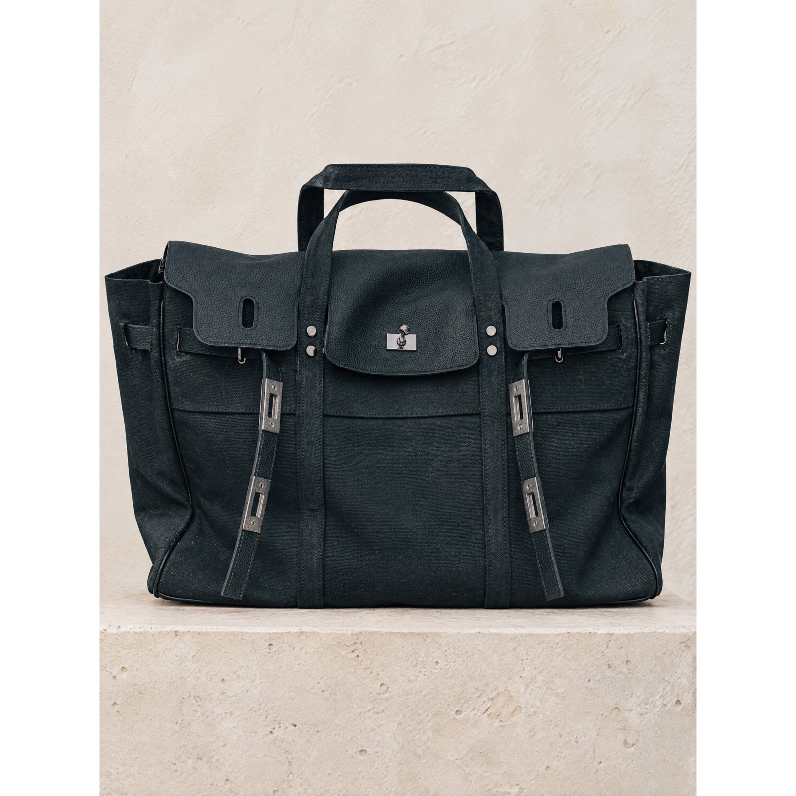 Lucienne Canvas Tote in Black, front