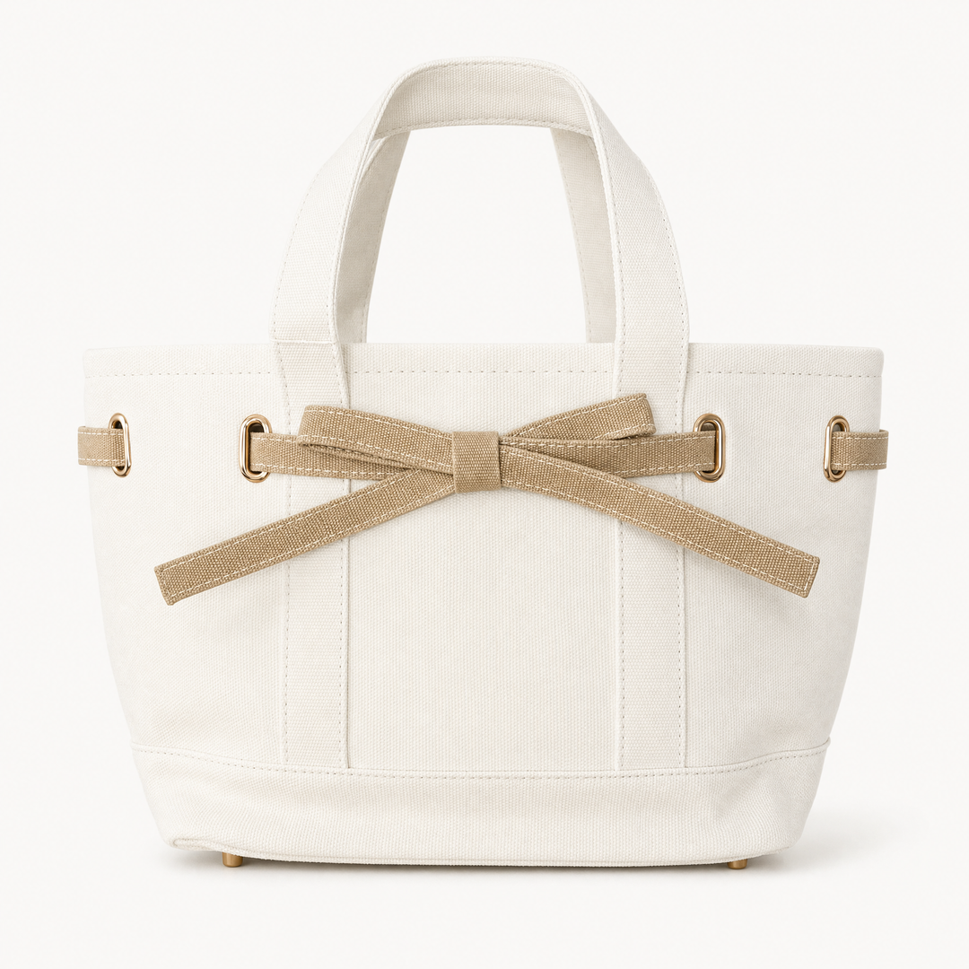 Velantra Bow Tote - Sand Front 