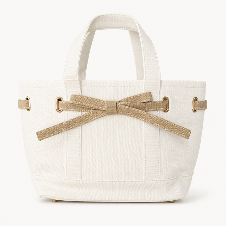 Velantra Bow Tote - Sand Front 