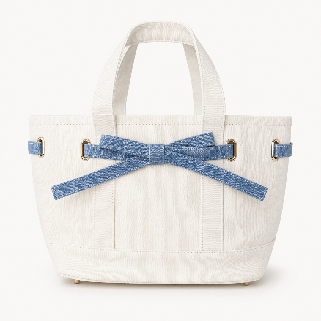 Velantra Bow Tote - Denim Front 