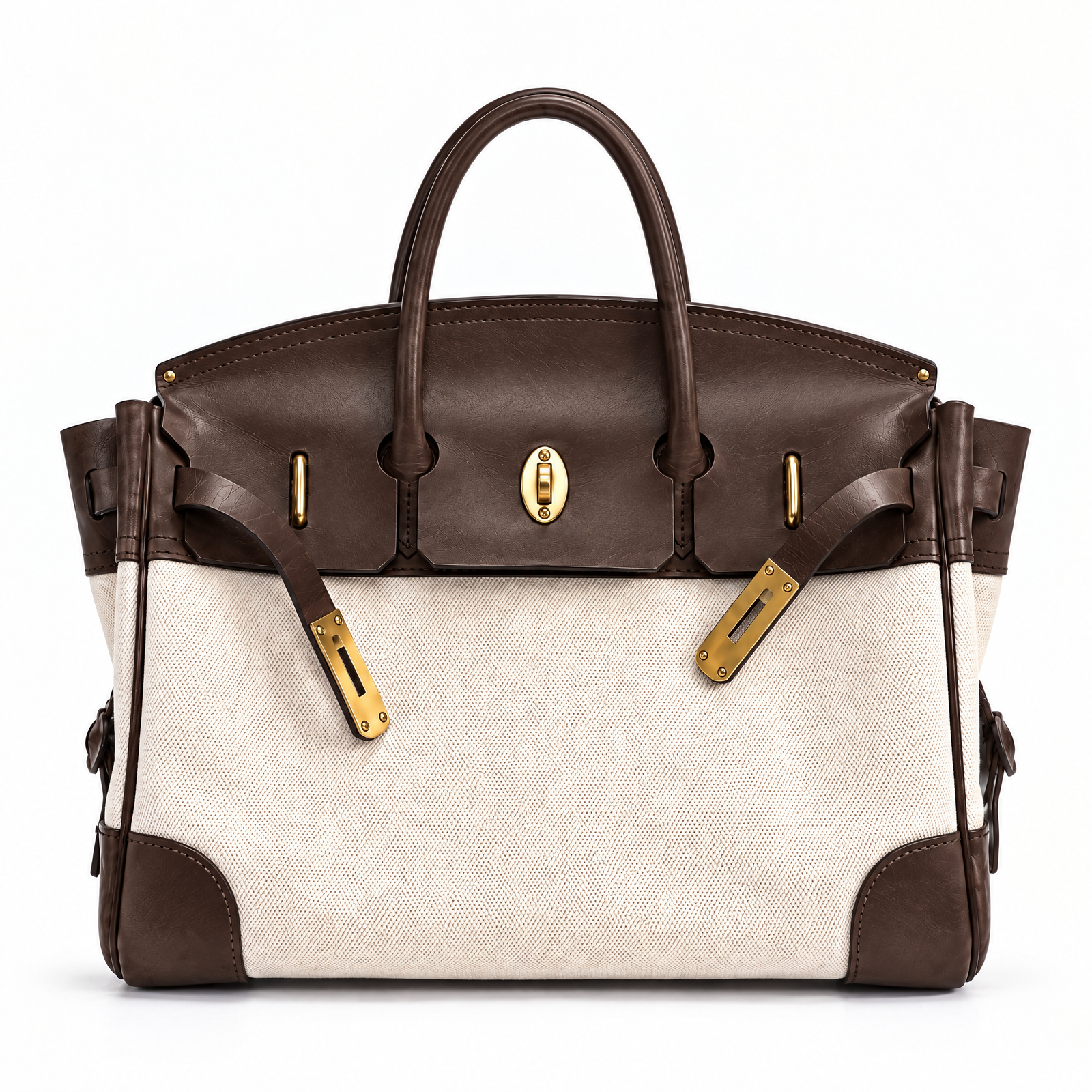 The Vivienne Top Handle Bag in Espresso Canvas, front
