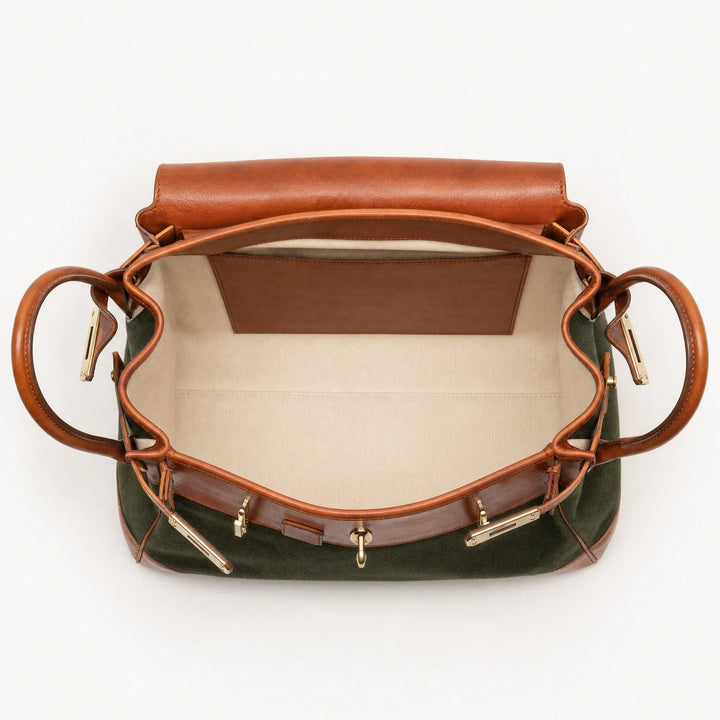 Velantra Weekender in Army Green, interior view