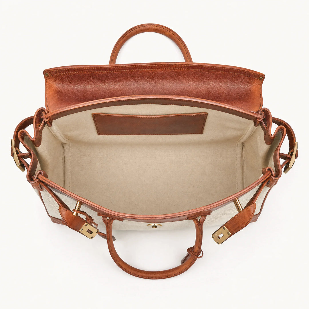 Velantra Weekender in Light Chocolate, interior view