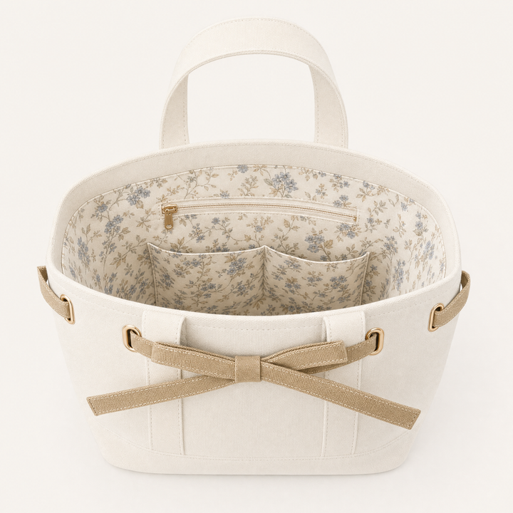 Velantra Bow Tote - Sand Interior 