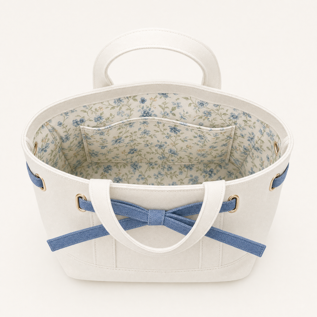 Velantra Bow Tote - Denim Interior 