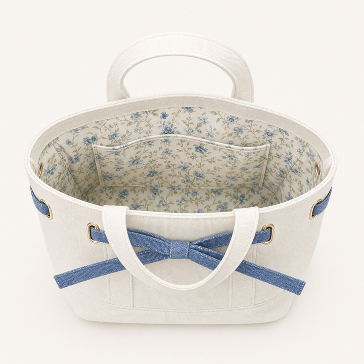 Velantra Bow Tote - Denim Interior 