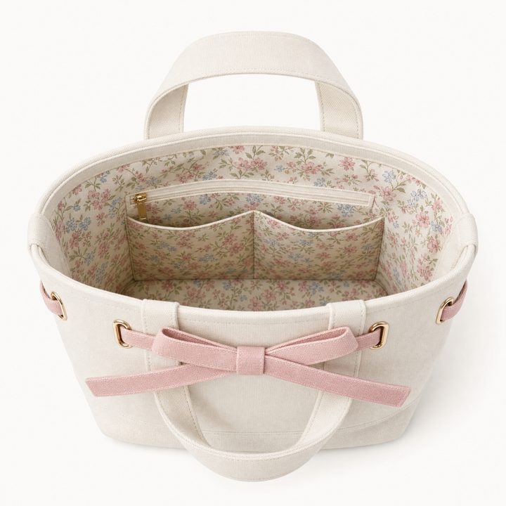 Velantra Bow Tote - Pink Interior 