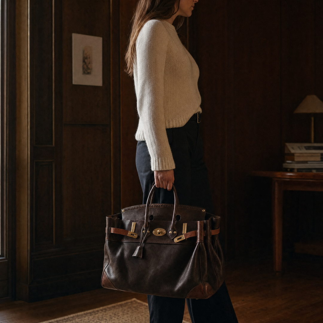The Vivienne Top Handle Bag in Chocolate, lifestyle 