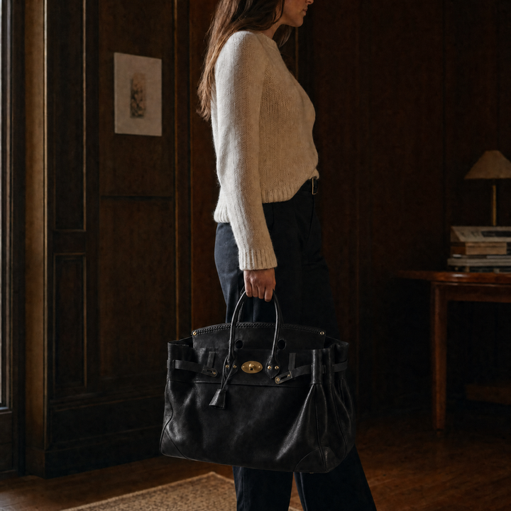 The Vivienne Top Handle Bag in Black, lifestyle 
