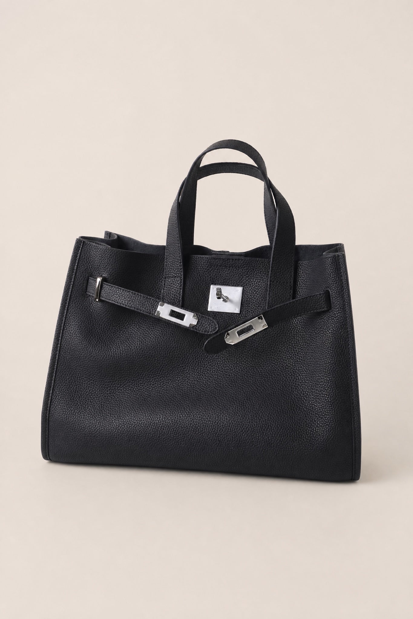 Velantra Margot Leather Tote - Midnight Black 3/4 Front #color_midnight-black
