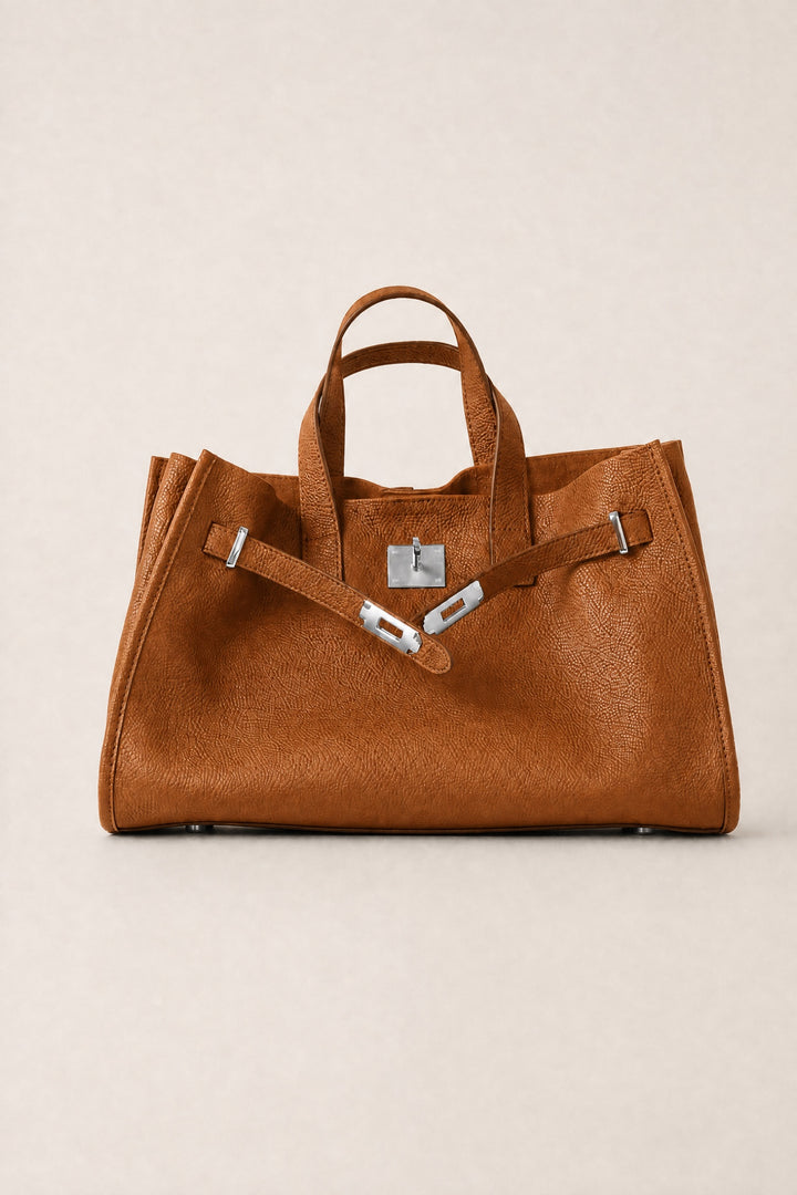 Velantra Margot Leather Tote - Brown Front 