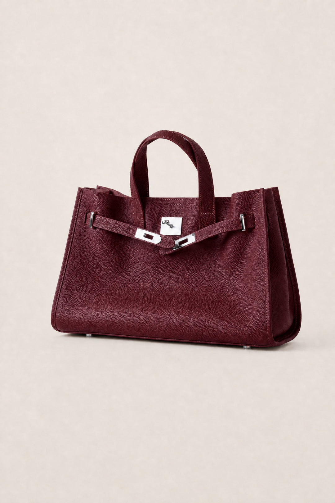 Velantra Margot Leather Tote - Burgundy 3/4 Front 