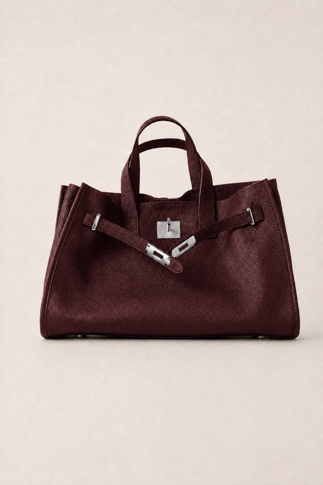 Velantra Margot Leather Tote - Burgundy Front 